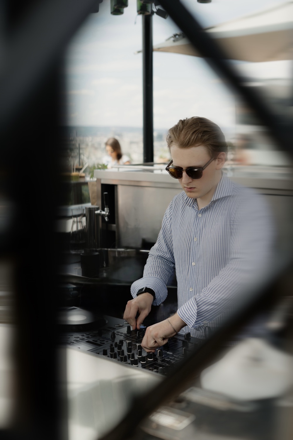 Ben Paul playing a rooftop DJ set