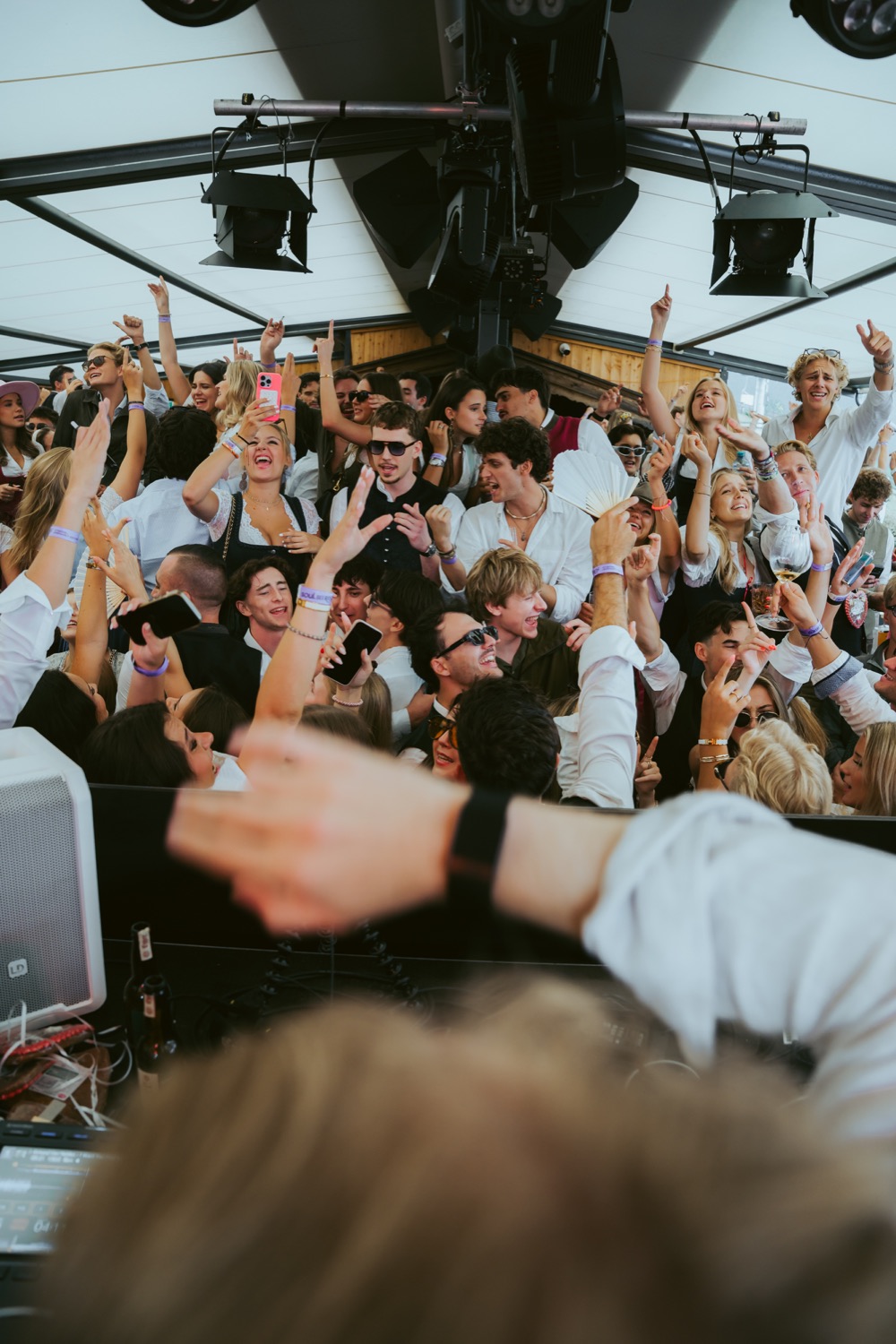 Crowd in front of the DJ booth